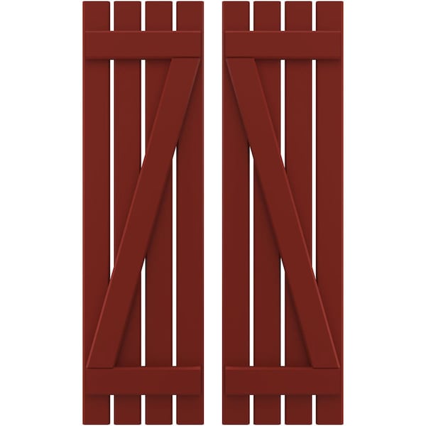 Ekena Millwork Americraft 4-Board (2 Batten) Wood Spaced Board-n-Batten Shutters w/ Z-Bar, ARW102SB415X77MRH, PR ARW102SB415X77MRH - main